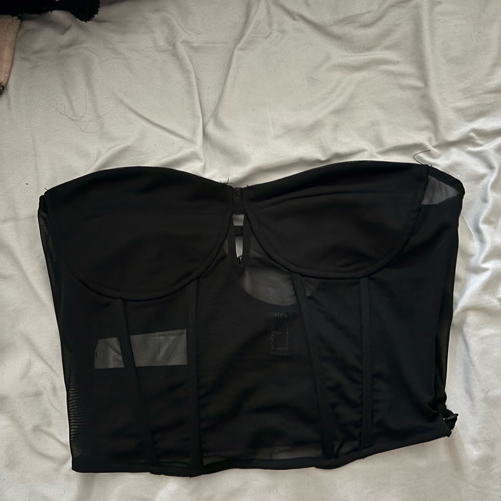 Black Strapless Bustier Top